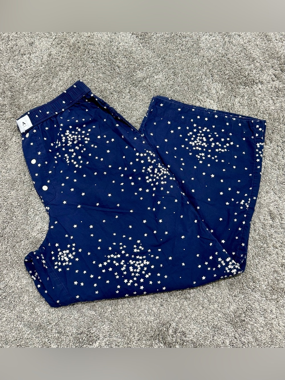 Anthropologie- Navy Star-Print Poplin Pajama/Lounge Pants- Sz. M